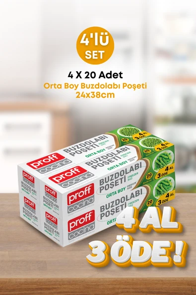 4 Adet 20 Li Buzdolabı Poşeti Orta Boy Dayanıklı Gıda Saklama Torbası Dondurucu ve Buzluk ürün görseli 1