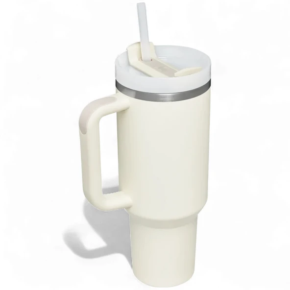Stanley Quencher FlowState Tumbler Pipetli Termos 1.18L Krem Rengi ürün görseli 1