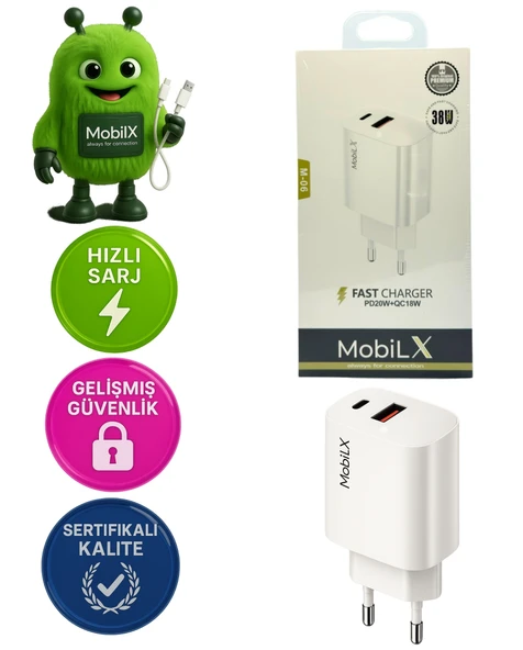 38W Hızlı Şarj Başlığı – PD20W + QC18W | Model: M-06 ürün görseli 1