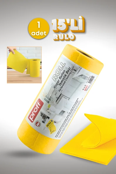 1 Adet 15'li Rulo %100 Mikrofiber Kopar Kullan Çok Amaçlı Temizlik Bezi - Ekonomik ve Pratik Hijyen ürün görseli 1