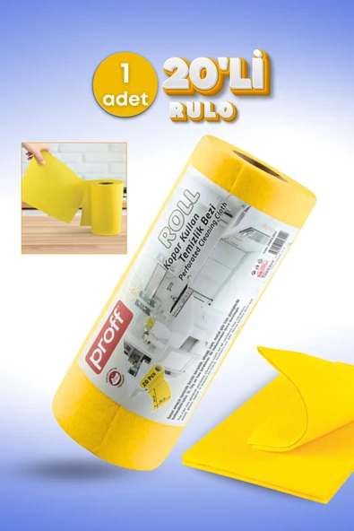 1 Adet 20'li Rulo %100 Mikrofiber Kopar Kullan Çok Amaçlı Temizlik Bezi - Ekonomik ve Pratik Hijyen ürün görseli 1