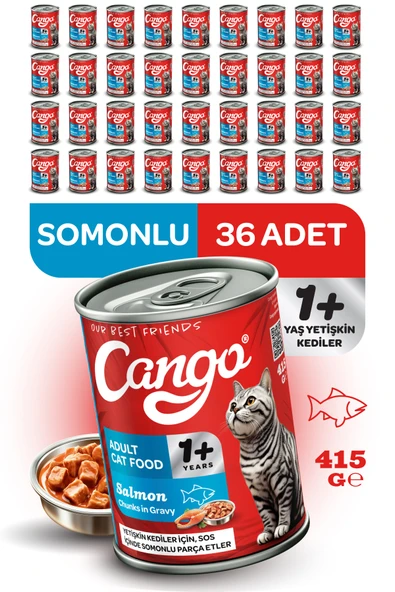 Cango Yetişkin Yaş Kedi Maması Somonlu 415Gr 36Lı ürün görseli 1