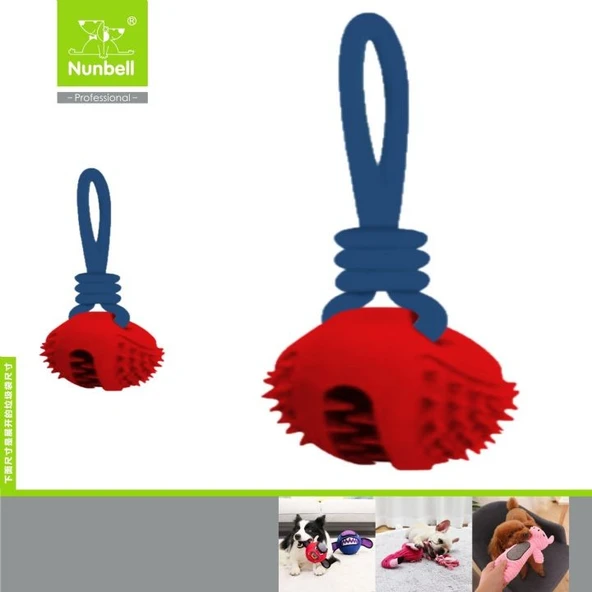 Nunbell Köpek Oyuncaği İpli Dikenli Top ürün görseli 1