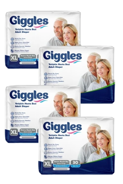 Giggles Belbantlı Yetişkin Hasta Bezi Extra Large Xl 30 Lu X 4 Adet ürün görseli 1