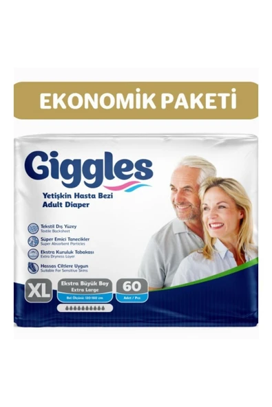 Giggles Yetişkin Bel Bantlı Hasta Bezi Extralarge 60 Adet ürün görseli 1