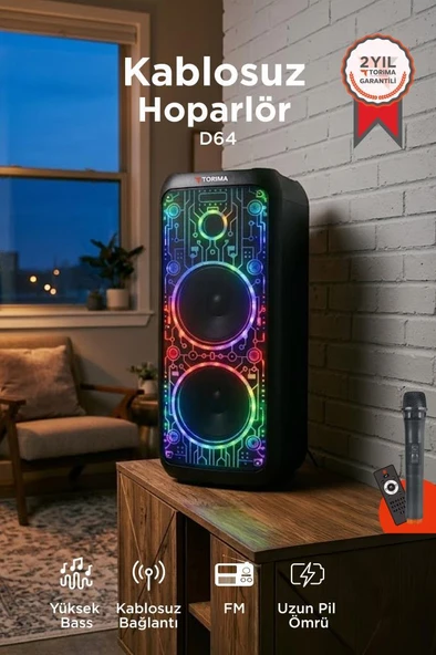 PTTAVM: Bluetooth Hoparlör Mikrofonlu Kumandalı Rgb Işıklı Speaker