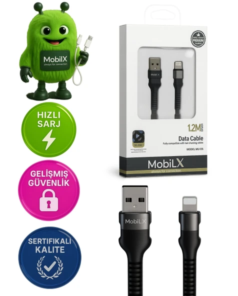 Lightning Şarj Kablosu – 1.2 Metre | Hızlı Şarj Destekli | Model: MU-05 ürün görseli 1