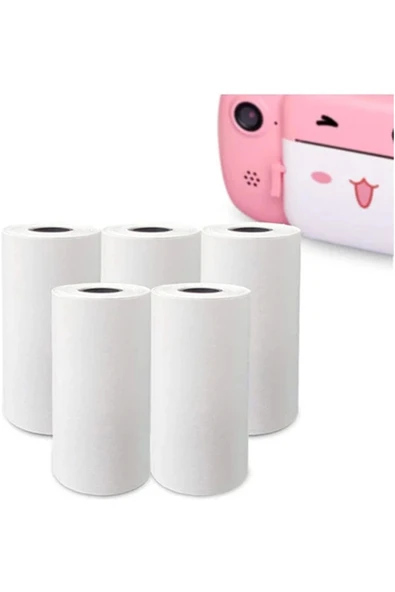 Çocuk Kamera Baskı Kağıdı, 5'li Rulo 57X25MM Çekirdekli Fotoğraf Baskı Termal Kağıt Rulo ürün görseli 1
