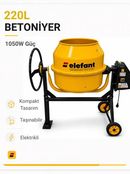 Elefant 220 L Betoniyer Harç Karma Makinası Karıştırıcı ürün görseli 1