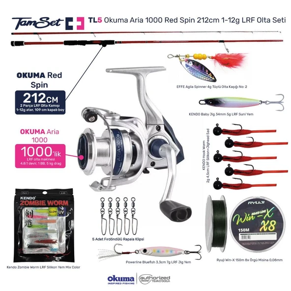 TAMSET Okuma Aria 1000 Red Spin 212cm 1-12 LRF Olta Seti TL5 ürün görseli 1