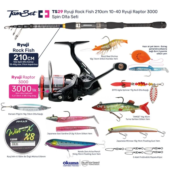 TAMSET Raptor 3000 Rock Fish 210cm 10-40g Spin Olta Seti TS29 ürün görseli 1