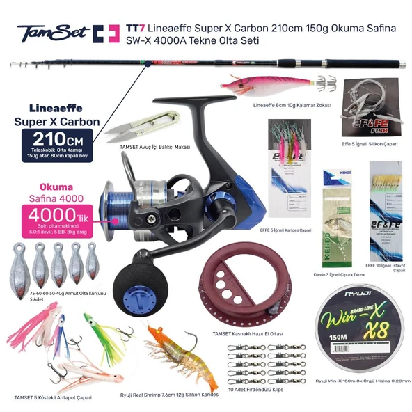 TAMSET SW-X 4000 Super X Carbon 210cm 150g Tekne Olta Seti TT7 ürün görseli 1