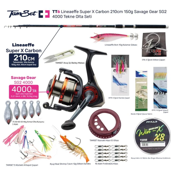 TAMSET SG2 4000 Super X Carbon 210cm 150g Tekne Olta Seti TT6 ürün görseli 1