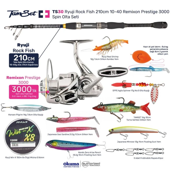 TAMSET Prestige 3000 Rock Fish 210cm Spin Olta Seti TS30 ürün görseli 1