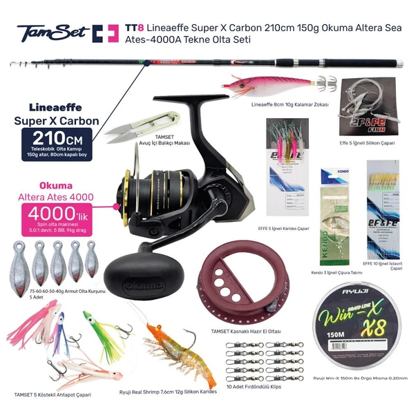 TAMSET Altera 4000 Super X Carbon 210cm 150g Tekne Olta Seti TT8 ürün görseli 1
