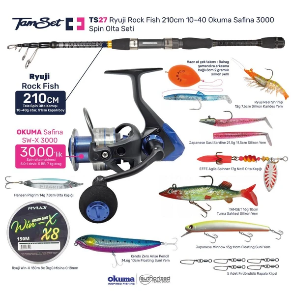 TAMSET Safina 3000 Rock Fish 210cm 10-40g Spin Olta Seti TS27 ürün görseli 1
