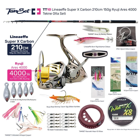 TAMSET Ares 4000 Super X Carbon 210cm 150g Tekne Olta Seti TT10 ürün görseli 1