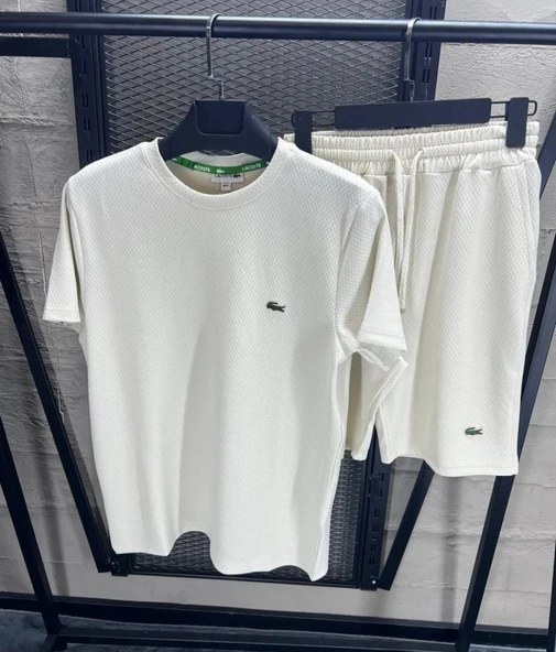 LACOSTE ŞORTLU İKİLİ BEYAZ TAKIM ürün görseli 1