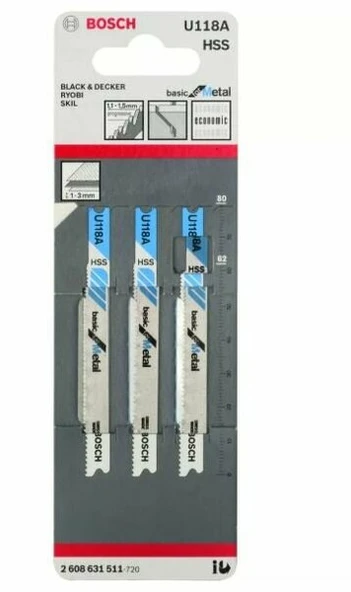 BOSCH 2608631511 Dekupaj Testere Bıçağı Agzı U 118 A 3 Lu ürün görseli 1