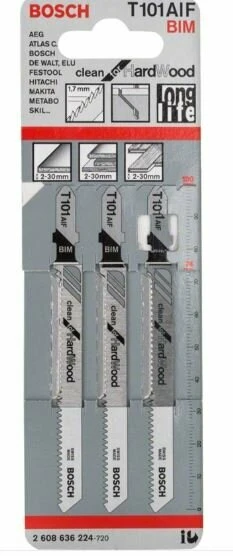 BOSCH 2608636224 Dekupaj Bıçağı Cleanfhardwo T101Aıf 3'Lü ürün görseli 1