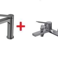 Creavit Ritmo Lavabo Ve Banyo Bataryası Seti Metalik Gri Rt1500gr+rt2500gr ürün görseli 1