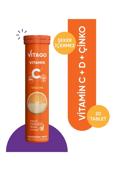 Vitago Vitamin C Vitamin D Çinko 20li Tablet ürün görseli 1