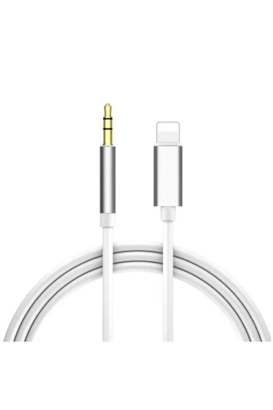iPhone Uyumlu Aux Kablosu Lightning To 3.5mm Jack Çevirici Dönüştürücü Beyaz Bluetooth Gerektirmez ürün görseli 1