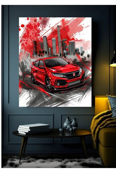 HONDA CIVIC TYPE R KANVAS TABLO EV DUVAR SALON OFİS HEDİYELİK DEKARASYON SÜSÜ ÖLÇÜ SEÇİNİZ ürün görseli 1