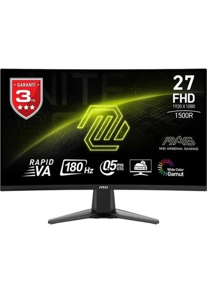 MSI MAG 27C6F 27" 0.5 ms Full HD Curved 180 Hz Oyuncu Monitörü ürün görseli 1