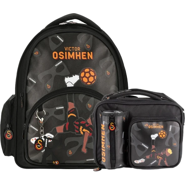 3 Bölmeli Victor Osimhen Suni Deri Okul Çantası + Beslenme Çantası ürün görseli 1