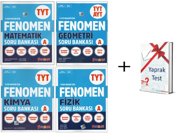 Fenomen TYT Matematik + Geometri TYT - AYT + Fizik + Kimya Soru Bankası + Hediye (4 Kitap) ürün görseli 1