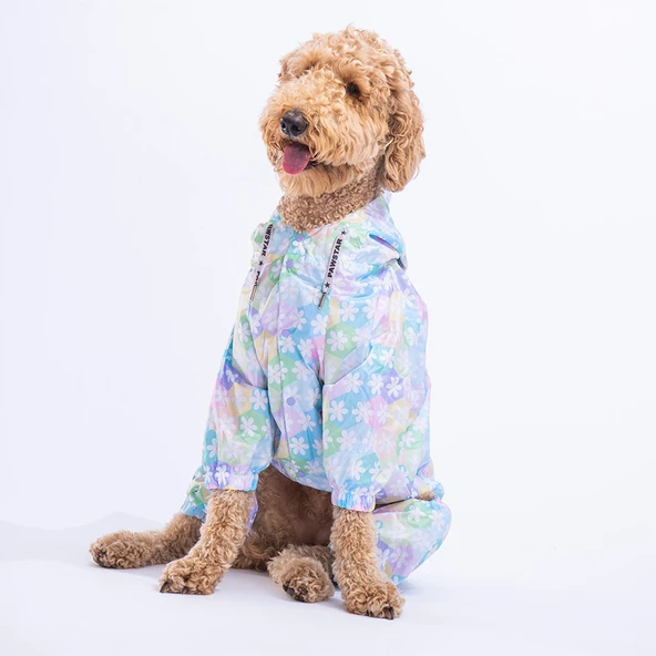 Pawstar Flores Fileli Su Geçirmez Orta-Büyük Irk Köpek Yağmurluk Tulum ürün görseli 1