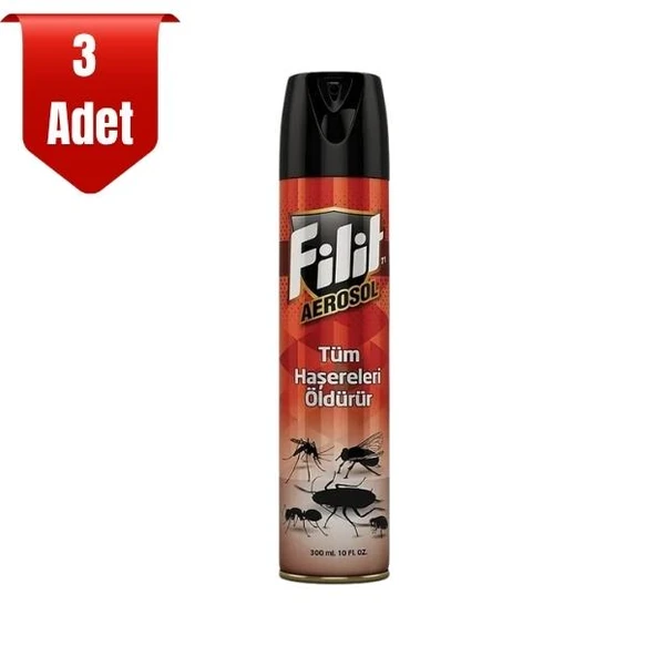 Filit Aerosol Hamamböceği Ve Karasineklere Karşı Etkili Çözüm 300 Ml x 3 Adet ürün görseli 1