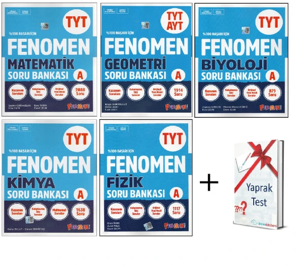 Fenomen TYT Matematik + Geometri TYT - AYT + Fizik + Kimya + Biyoloji Soru Bankası + Hediye (5 Kitap) ürün görseli 1