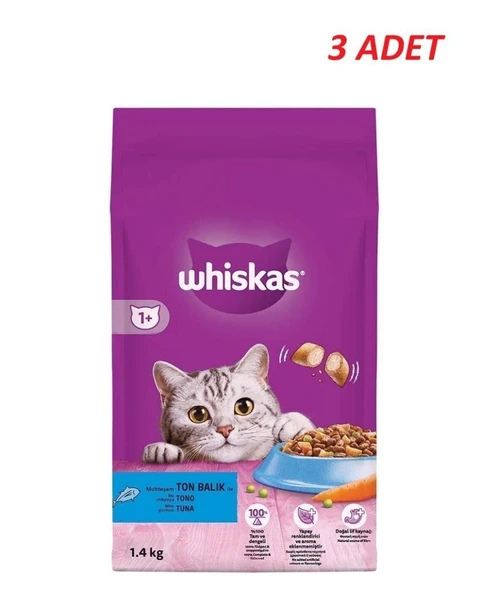 Whiskas Yetişkin Ton Balıklı Kedi Maması 1.4 Kg*3 Adet ürün görseli 1