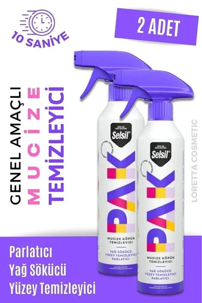 Selsil Pak 500 ml X2 Mucize Köpük Temizleyici Sprey,Yüzey Temizleyici ürün görseli 1
