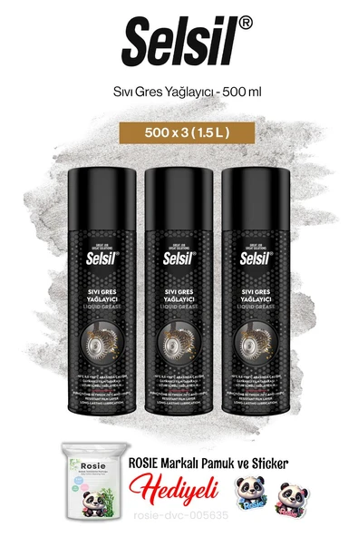 Selsil 3'lü Sıvı Gres Yağlayıcı, 500 ml ve rosie pamuk ürün görseli 1