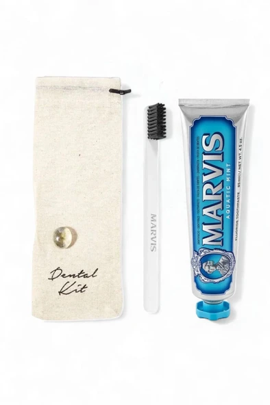 Marvis Aquatic Mint Diş Macunu 85 ml + Yumuşak Beyaz Diş Fırçalı Dental Kit ürün görseli 1