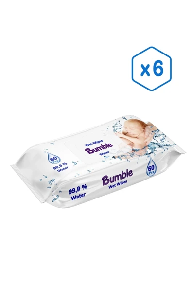 BUMBLE WATER ISLAK MENDİL 60 YAPRAK 6'LI PAKET ürün görseli 1