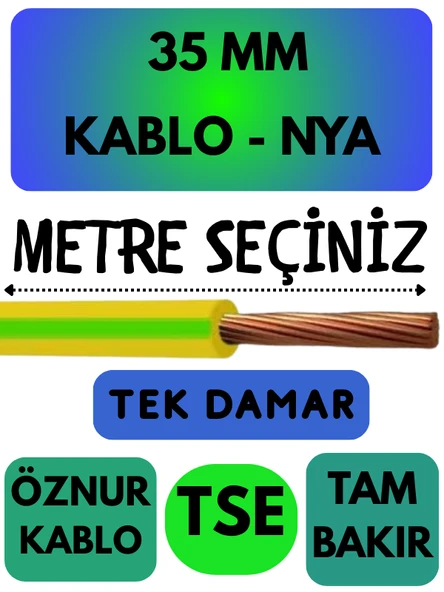 Öznur 35 MM NYA Kablo Metre Seçenekli (Sarı-Yeşil) ürün görseli 1