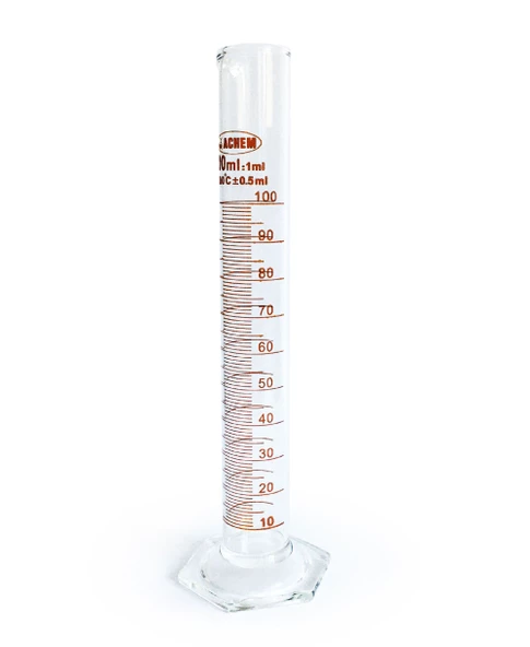 ACHEM 100ml Cam Mezür Uzun Form Kırmızı Skala ürün görseli 1