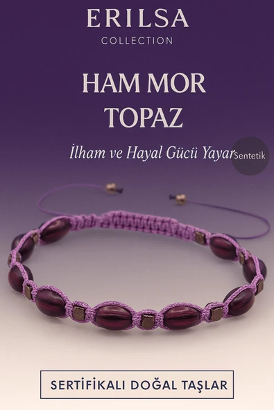 Sertifikalı Sentetik Ham Mor Topaz Taşı Bileklik – İlham ve Hayal Gücü Yayan El Yapımı Takı ürün görseli 1