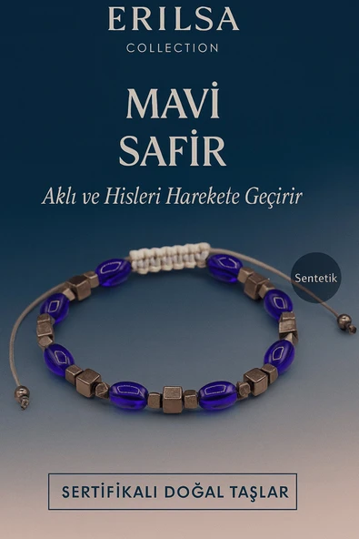 Sertifikalı Sentetik Mavi Safir Taşı Bileklik – Aklı ve Hisleri Güçlendiren Şık Takı ürün görseli 1