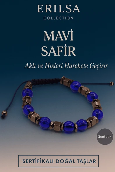 Sertifikalı Sentetik Mavi Safir Taşı Bileklik – Aklı ve Hisleri Canlandıran Şık Takı ürün görseli 1