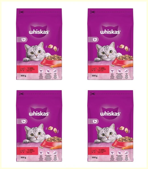 Whiskas Biftekli Havuçlu Kuru Kedi Maması 300 Gr*4 Adet ürün görseli 1