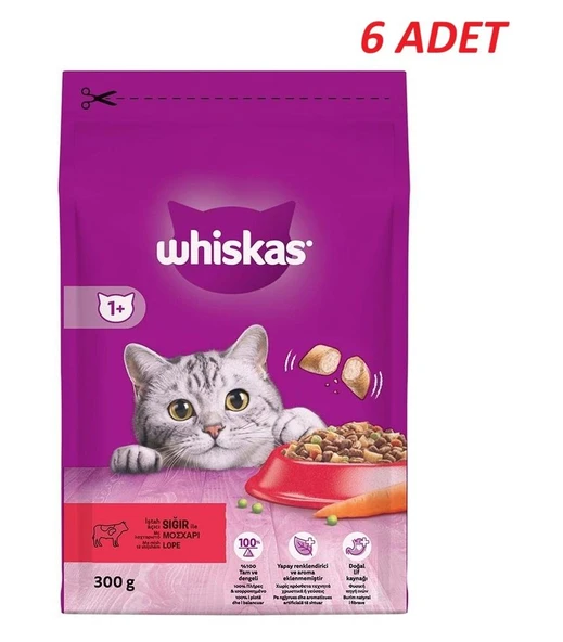 Whiskas Biftekli Havuçlu Kuru Kedi Maması 300 Gr*6 Adet ürün görseli 1