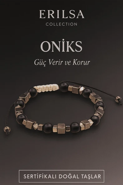 Sertifikalı Ham İşlenmemiş Doğal Oniks Taşı Bileklik – Güç ve Koruma Enerjisi ürün görseli 1