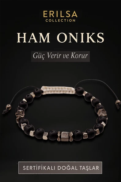 Sertifikalı Ham İşlenmemiş Oniks Taşı Bileklik – Güç Veren Kötülüklerden Koruyan El Yapımı Takı ürün görseli 1