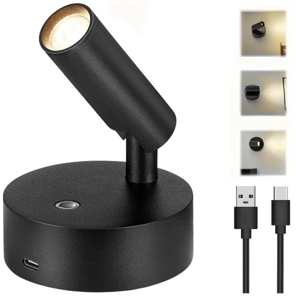 Ayt Ledx AL-XYD05 Çok Fonksiyonlu Dokunmatik Şarjlı 1200mAh Duvar Aplik Type-c Şarj Girişli Led Aydınlatma Lamba ürün görseli 1