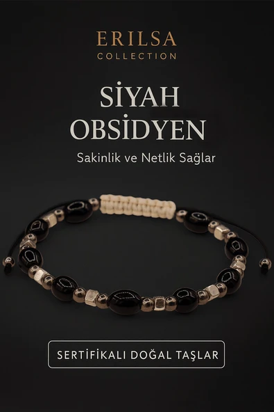 Sertifikalı Doğal Siyah Obsidyen Bileklik – Sakinlik ve Netlik Sağlayan Enerji Taşı ürün görseli 1